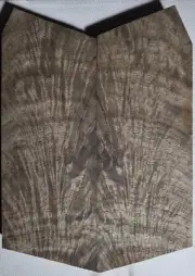 Stabilized Walnut Feather Crotch 4/4 bookmatched PAIR aprox 9 x 4 11/16 x 15/16"