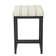 HomePop Armless Linen Counter Stool Bar Industrial Farmhouse Metal 24" Black