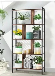 Costway 5-Tier Industiral Bookcase Bookshelf Wood Display Storage Study Home Office Living Room