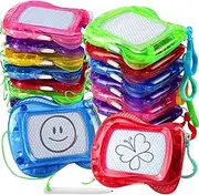 16 Pack Mini Magnetic Drawing Board for Kid(6 Colors), Erasable Doodle Sketch and Writing Pad, Backpack Keychain Clip Doodle Drawing Boards, Birthday Party Favor for Boys and Girls