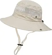 [XuoAz] Women Outdoor Windproof-Fisherman-Hat Mesh Quick-Drying Boonie Hat UV Protection Sun Hat