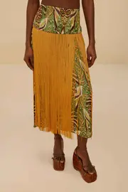FRINGE MIDI SKIRT
