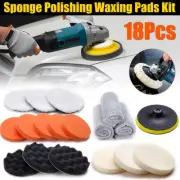 18pcs Polishing Pads Buffing Waxing Pad Polisher Drill Sponge Kit For Car 180mm