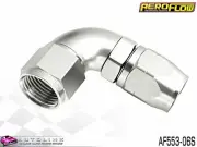 AEROFLOW SILVER ONE PIECE CUTTER FULL FLOW SWIVEL 90° HOSE END -6AN AF553-06S