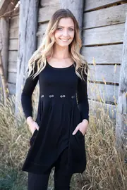 Button Detail L/S Dress--FOI-TA5737