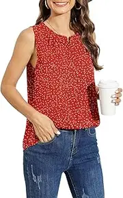 [QUEZHU] Ladies Tunic Tops Vest Summer Womens T Shirt Tank Collarless Shirts Sleeveless Loose Buttons Up Chiffon Blouses Casual