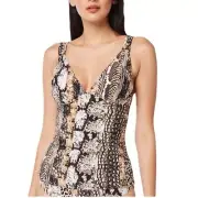 NWT Bleu Rod Beattie Tankini Top Animal Print with Molded Cups Size 4 retail $91