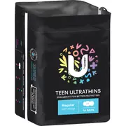 U by Kotex Teen Ultrathins Pads Regular With Wings 14 pack
