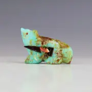 NATIVE AMERICAN ZUNI TURQUOISE COYOTE FETISH BY EVALENA BOONE