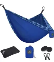 Extremus Single/Double Hammock Supports 500 lbs with 2 Carabiners Blue BNWT