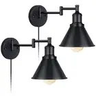 Swing Arm Wall Light Fixtures Wall Light Plug-in Cord with On Off Switch on C...