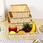 Woven Wicker Bread Basket Rectangle Square Bamboo Basket Home Shop Display