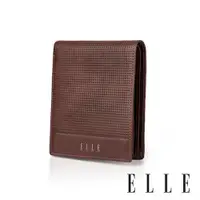 在飛比找ETMall東森購物網優惠-【ELLE HOMME】ELLE 格紋3卡側翻3窗格 皮夾/