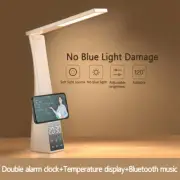 LED Desk Lamp Light With Bluetooth Speaker USB Alarm Clock Touch for Home Office