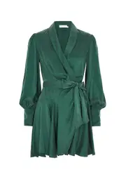 Zimmermann Silk-satin Mini Wrap Dress - Green - 3 (UK 14 / L) 3 (UK 14 / L)