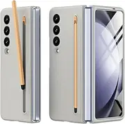 [Miimall] Compatible S Pen Case for Galaxy Z Fold 4 - Ultra-Thin Silky Liquid PC Matte Bumper Phone Cover Case for Samsung Galaxy Z Fold 4 (2022) Light Gray