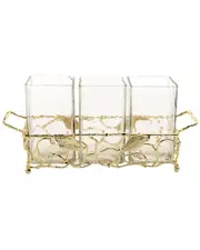 Alice Pazkus Leaf Cutlery Holder with Hammered Glass Inserts