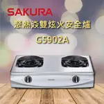 【櫻花瓦斯爐】G5902A 櫻花 聚熱焱 雙炫火 安全爐 瓦斯爐 二口 2926 一級節能 聊聊享優惠