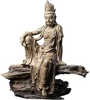 Guanyin Buddha Statue Ornaments,Buddha Statue Large Outdoor, Lucky Decorations,Buddha Statue Garden,Resin Sitting Buddha Sculpture - for Living Room/Office [19.68Inch Large]