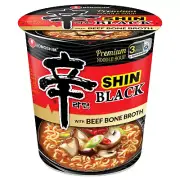 Premium Shin Black Instant Ramen Noodle Cup, 6 Pack, Bold & Spicy, Beef Bone Bro