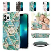 Shockproof Marble Floral Case Cover For iPhone 16 15 14 13 12 11 Pro Max XS XR 8
