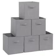 6 Pack Foldable Storage Cubes Closet Organizer Collapsible Fabric Bins Boxes