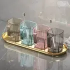 With Handle Mouthwash Cup Transparent Tumblers Toothbrush Holder Adult