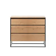 Modern Furniture RIVOLI 45x91cm Chest of 3 Drawers - Natural Oak / Black