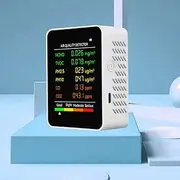6 in 1 PM2.5 PM10 HCHO TVOC CO CO2 Multifunctional Air Quality Detector CO Carbon Dioxide Formaldehyde Monitor LCD Large Screen Display Portable Home Office Hotel Desktop Air Quality Tester