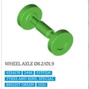 NEW LEGO!BRIGHT GREEN WHEEL AXLE Ø8.2/Ø1.9 QTY 2