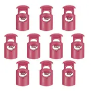 10pcs Plastic Cord Lock, Single Hole Spring Toggle Stopper Fastener, Rose Red