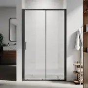 ELEGANT Black Shower Door 120x190cm with Shower Base and Silver Waste