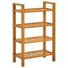 Wooden Shoe Rack With 4 Shelves Solid Oak Wood Footwear Shoes Organizer Cabinet