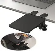 WYJREES Computer Arm Rest for Desk,Ergonomics Desk Extender Tray,9.84"x7.88" Clamp on Arm Wrist Rest Shelf,90° Foldable Elbow Arm Support,Suitable for Office Desks-Black