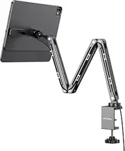 KU XIU Magnetic Wireless Charging Stand for iPad Pro 13" M4 (2024), Foldable Adjustable Arm Mount with 2M Cable, Aluminum Alloy Tablet Holder for Desk