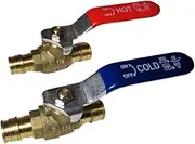 XFITTING 1/2" Pex A Expansion Ball Valve, Red/Hot and Blue/Cold 29-5-1&2 (2)