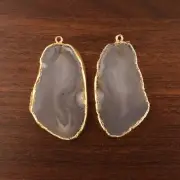 Natural Agate Slice Yellow Gold Plated DIY Single Bail Making Connector Pair