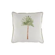 Maine & Crawford St Barts 50x50cm Palm Print Cotton Cushion - White/Green