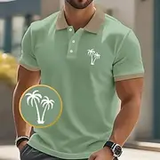 Men's Palm Tree Polo Short Sleeve Polo Shirts Collared Shirts Casual Resort School Outdoor Daily Wear Vacation Wear 3D Print Summer Spring Fall Pink Navy Blue