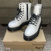 Dr Martens Jadon White Leather Boots Platform Combat Men’s Size 5 Women’s 6