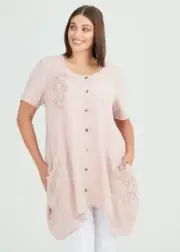 Taking Shape TS French Linen Shirt Cardi Duster Jacket 18 20 22 L XL XXL BN
