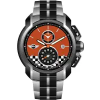 在飛比找Yahoo奇摩購物中心優惠-MINI Swiss Watches 賽車旗幟計時腕錶-橘/