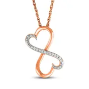 Natural Diamond Accent Double Heart Infinity Loop Pendant in 10K Rose Gold