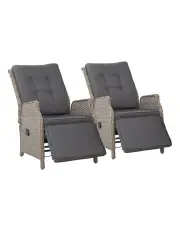 [Gardeon] Adjustable Recliner Chairs 2 Piece in Grey