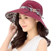 [KXF] Sun Hat for Women Wide Brim Summer Beach Hat with Chin Strap Foldable Bucket Hat for Travel Sun Protection