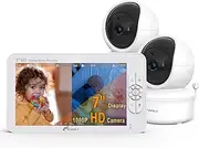 iFamily - 7 inch large monitor with 2 HD cameras and audio, 1080P HD video monitor, no WiFi, hack-proof
