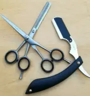 6 Inch Salon Hair Cutting Scissors Thinning Razor Set Kit Barber Professional SS