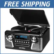Elegant 50's Retro Bluetooth Record Player with Built-In Speakers | Black