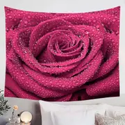 Dew Covered Rosy Rose Tapestry