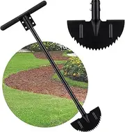 Edger Lawn Tool, Manual Half Moon Edger with Sharp Round Saw Tooth Blade and Step, Stand Up Gardening Tools for Landscaping, Borders, Sidewalk, Turf, Metal Garden Grass Edging Tool with Foam T Grip